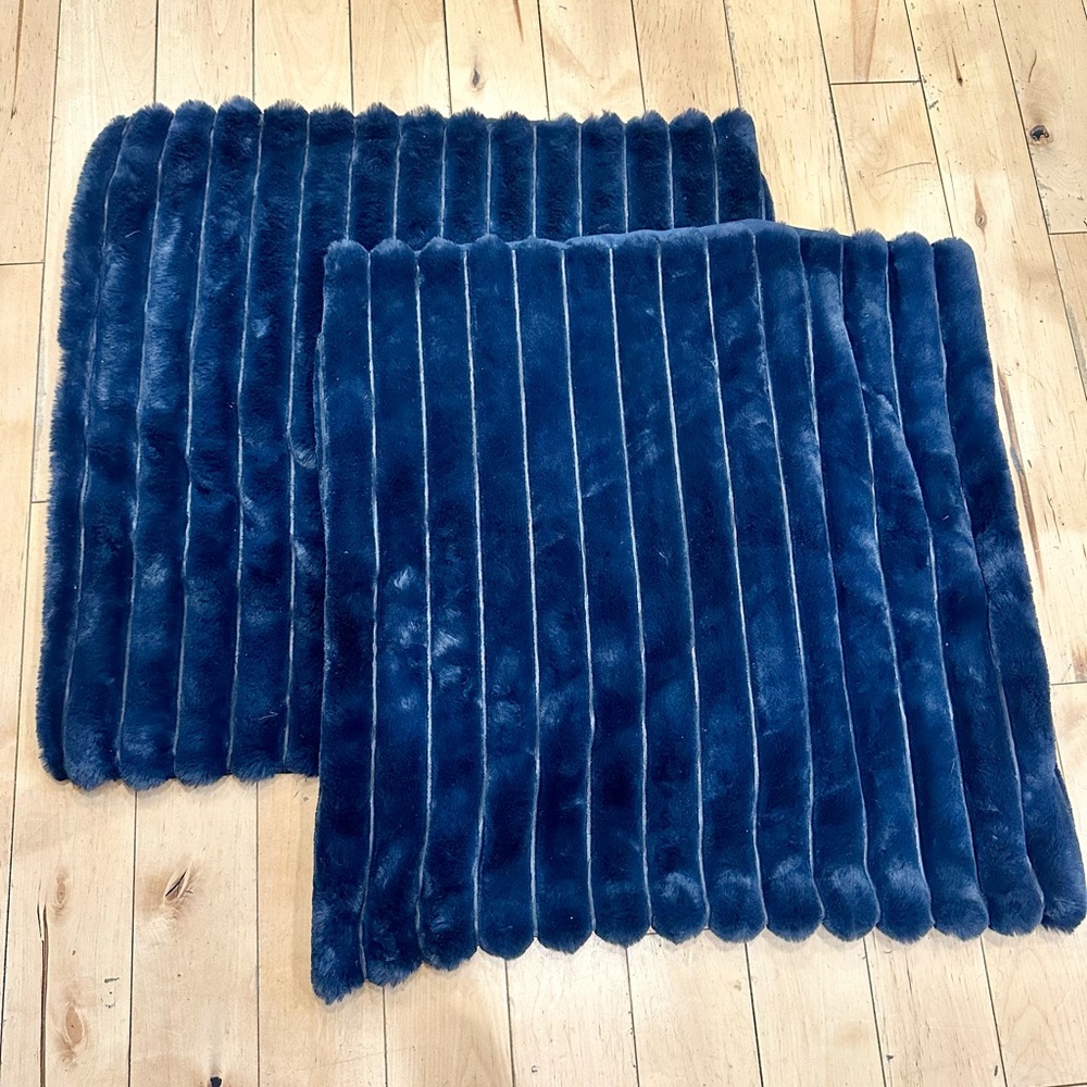 Luxurious Blue Faux Fur Throw Pillows